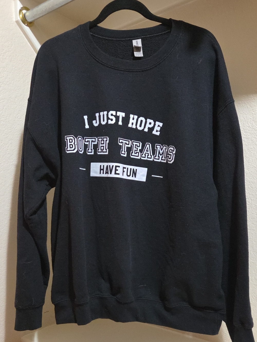 Black Graphic Crewneck Sweater - I Just Hope Both Teams Have Fun
